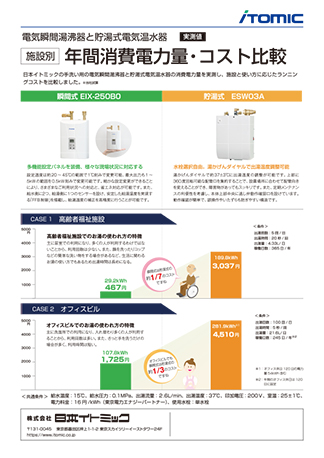 電気瞬間湯沸器-貯湯式電気温水器　消費電力量・コスト比較