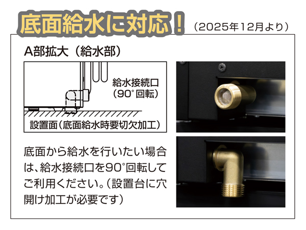 底面給水に対応(新モデル)